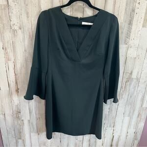 Amanda Uprichard Green Bell Sleeve Mini Dress V Neck Wedding Guest